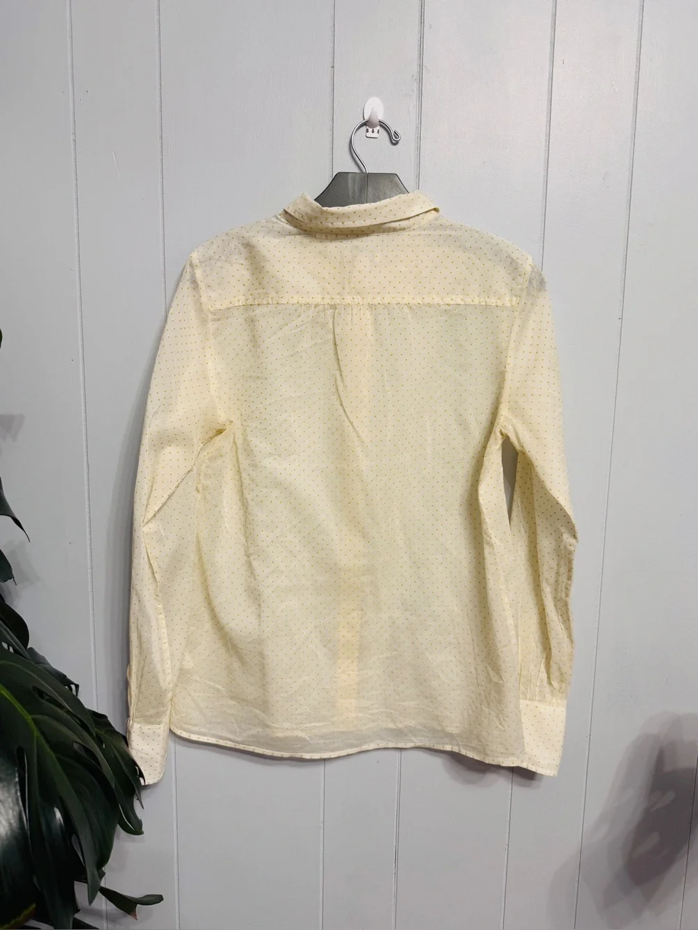 #17)  J Crew Cream Button-Up Shirt with Subtle Gold Dot Detail